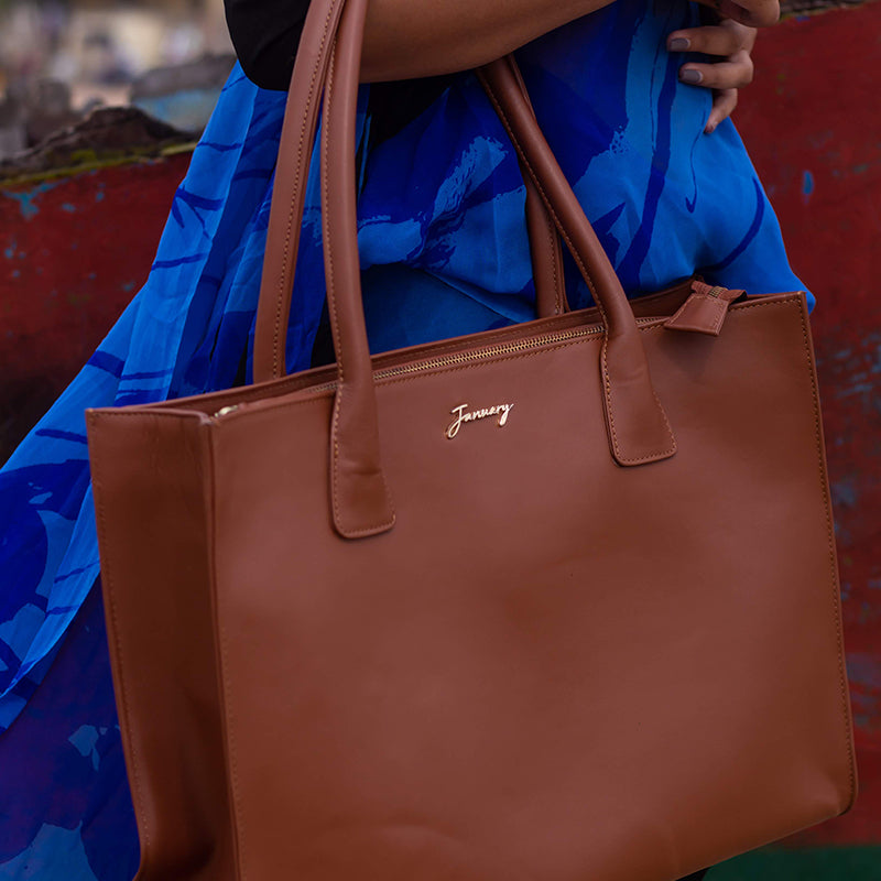 Tan Leather Tote Bag for women by January leathers