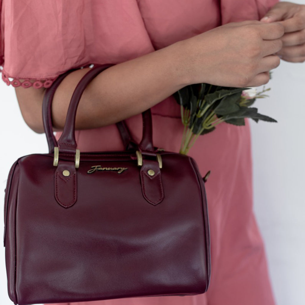 Wine Leather Satchel Bag for Women Online by January Leathers
