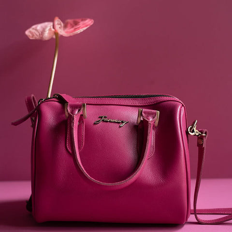 Hot Pink Leather Satchel Bag for Women Online by January Leathers