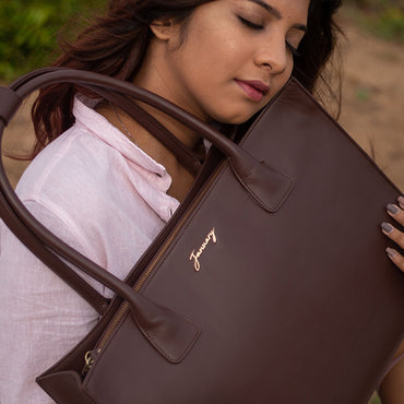 Dark Brown Leather Tote Bag for women by January leathers